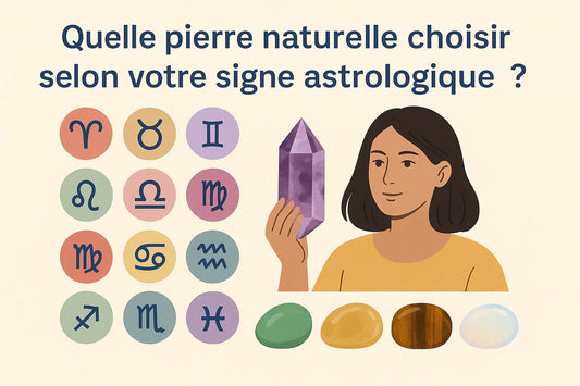 Illustration représentant les pierres naturelles associées aux signes astrologiques, article Hykcos sur les bienfaits spirituels et énergétiques