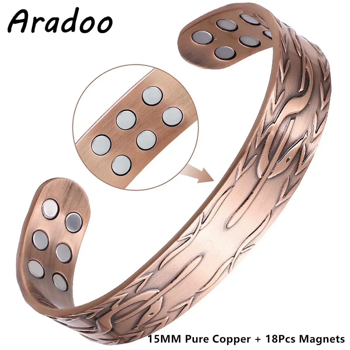 Bracelet HYKCOS en Cuivre Pur – Thérapie Magnétique 3500 Gauss | Énergie & Bien-Être