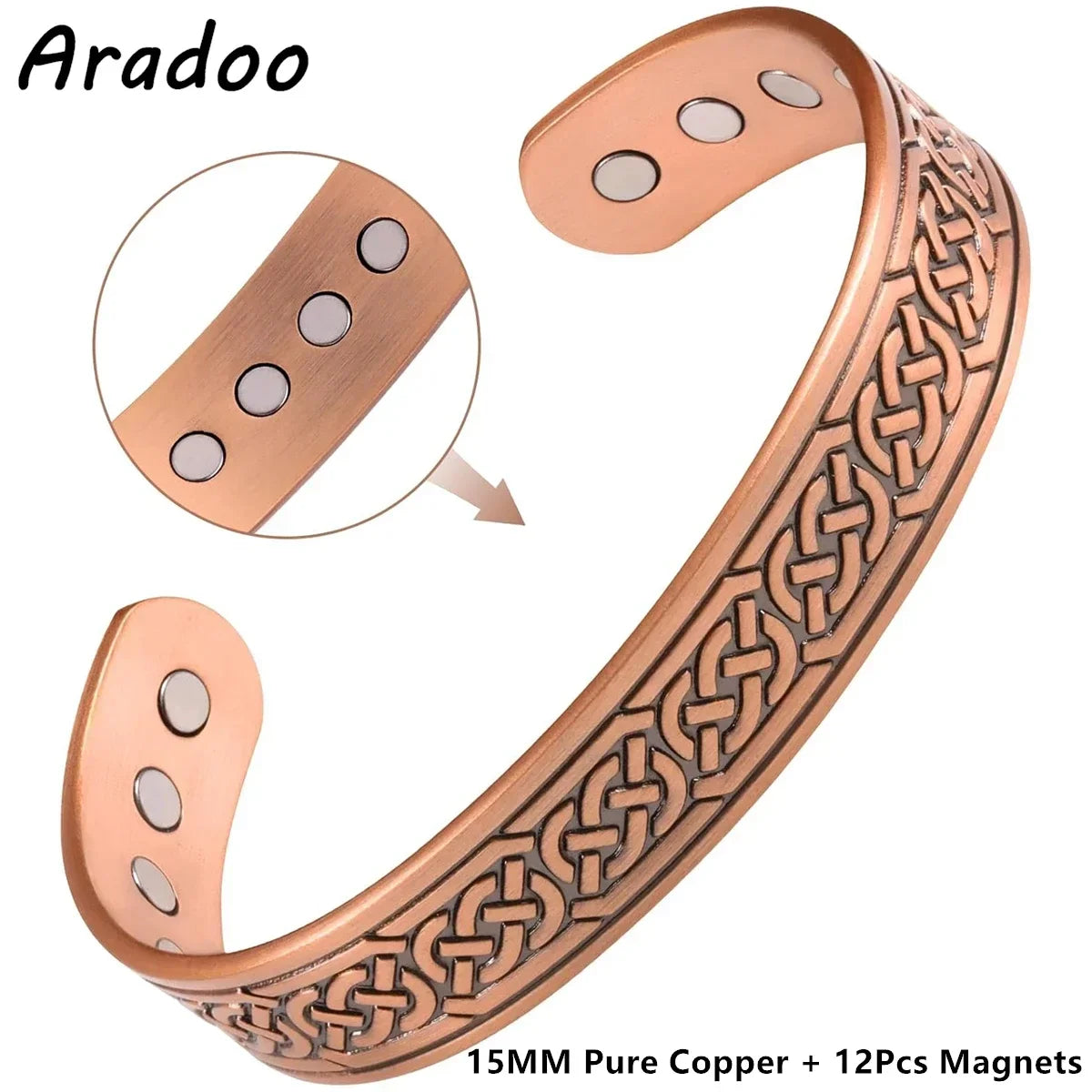 Bracelet HYKCOS en Cuivre Pur – Thérapie Magnétique 3500 Gauss | Énergie & Bien-Être
