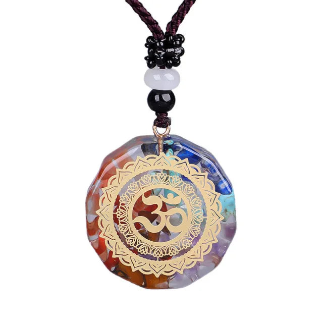 Collier Orgonite 7 Chakras Reiki | Pendentif de Guérison Énergétique et Protection contre les Ondes Électromagnétiques