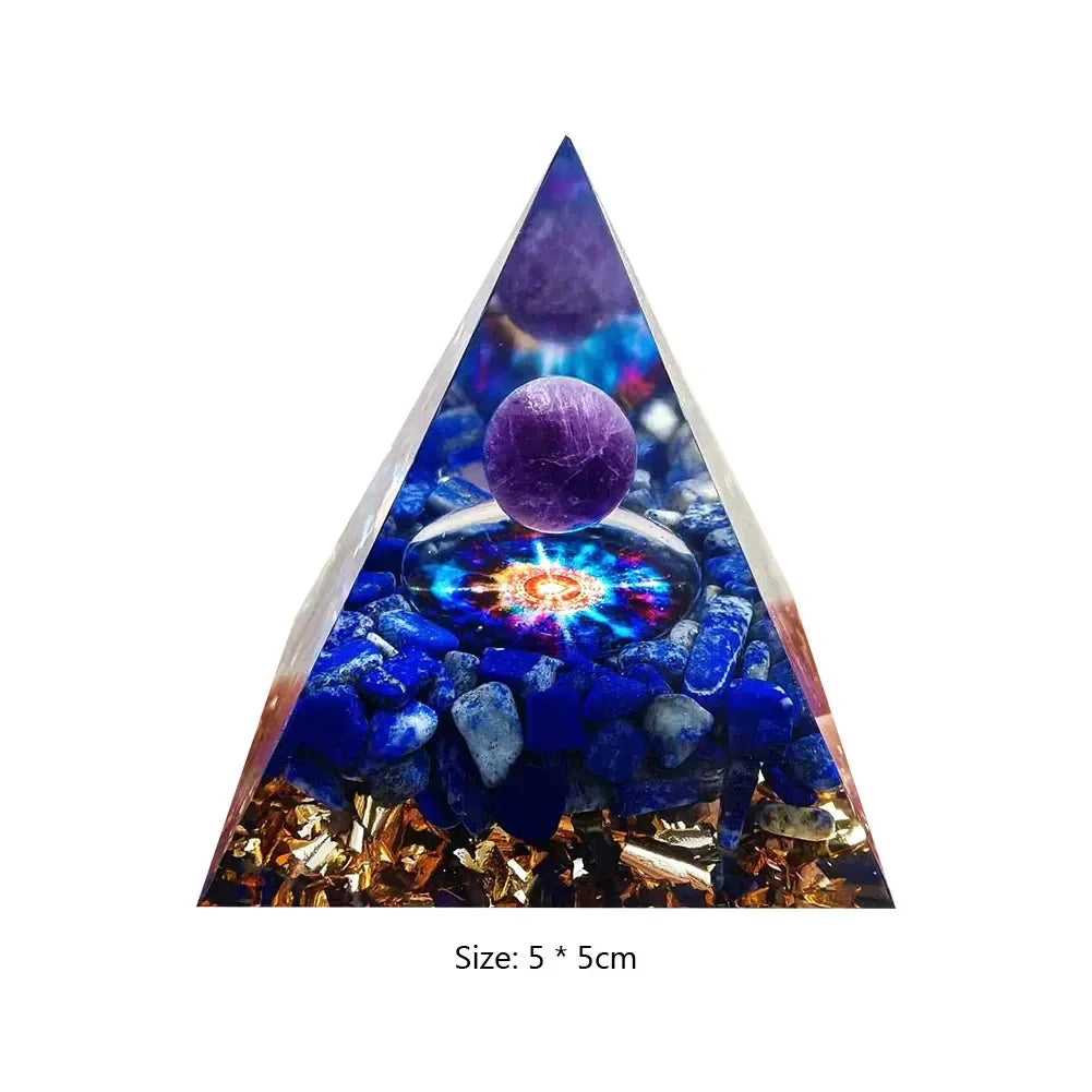 Pyramide d’Orgone Énergie — Pierres Naturelles avec Option Socle Lumineux pour Guérison, Reiki, Chakra et Décoration Feng Shui
