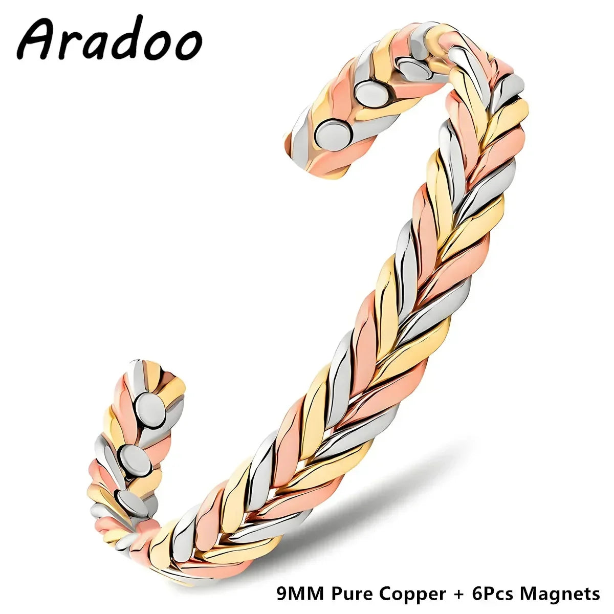 Bracelet HYKCOS en Cuivre Pur – Thérapie Magnétique 3500 Gauss | Énergie & Bien-Être