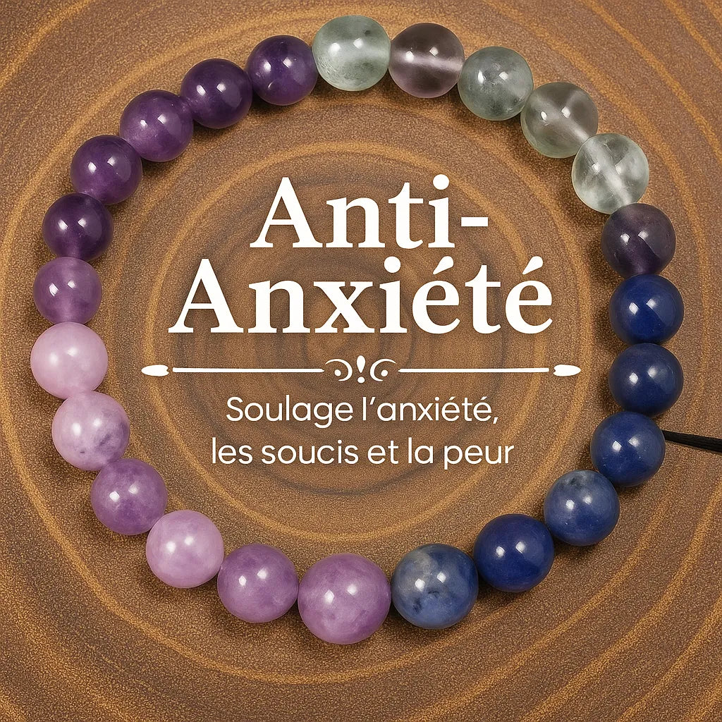 Bracelet apaisant contre l'anxiété avec pierres naturelles pour soulager les peurs et inquiétudes.