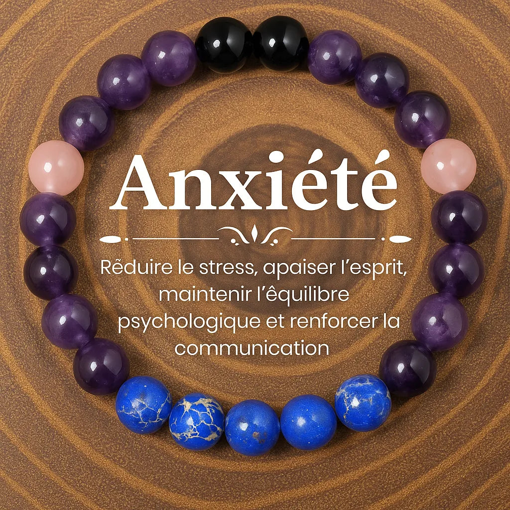 Bracelet en pierres naturelles pour réduire le stress, calmer l'esprit et soulager l'anxiété.