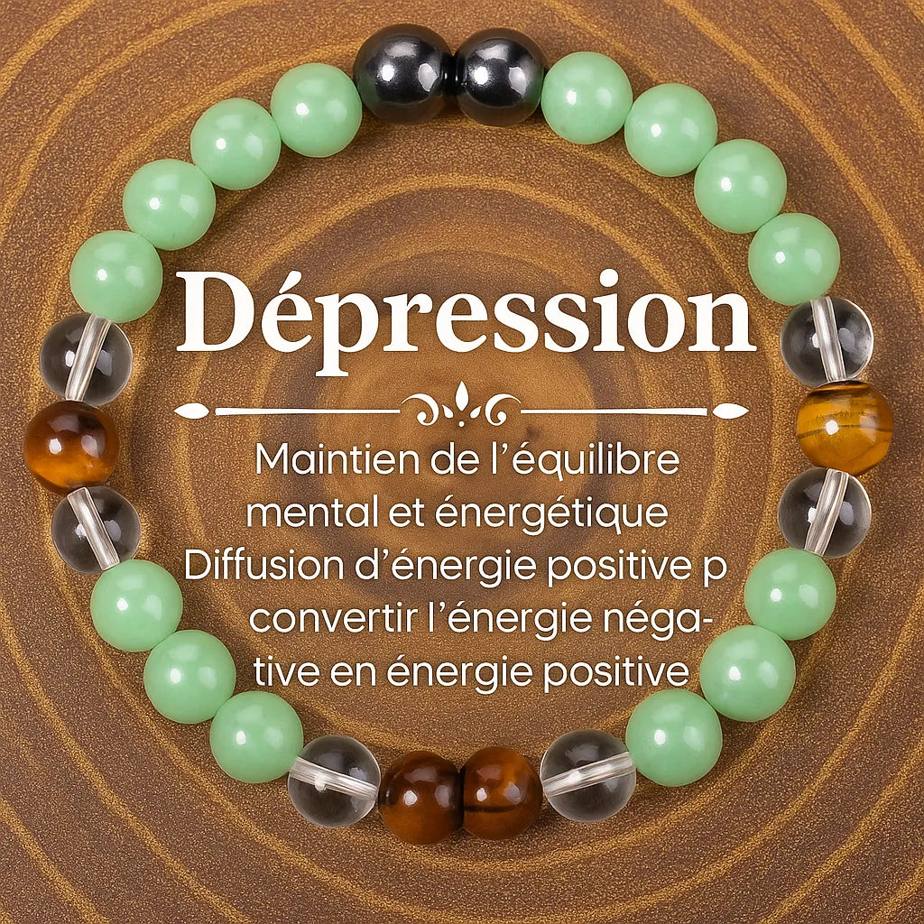 Bracelet pierres naturelles pour équilibrer l'énergie mentale et favoriser la pensée positive.