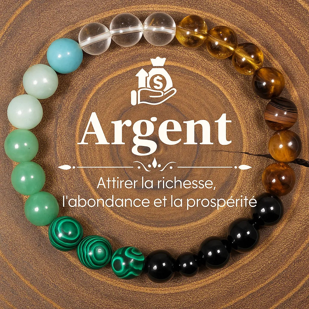 Bracelet en pierres naturelles pour attirer l'argent, la richesse et la prospérité.