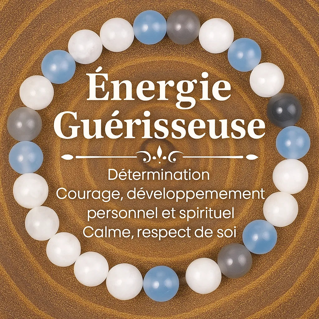 Bracelet en pierres naturelles pour l'énergie, la guérison, la paix et le développement personnel.