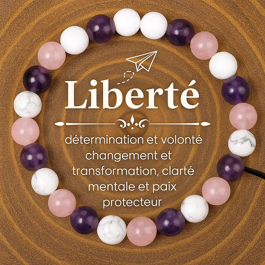 Bracelet de transformation en pierres naturelles pour la clarté mentale et la paix intérieure.