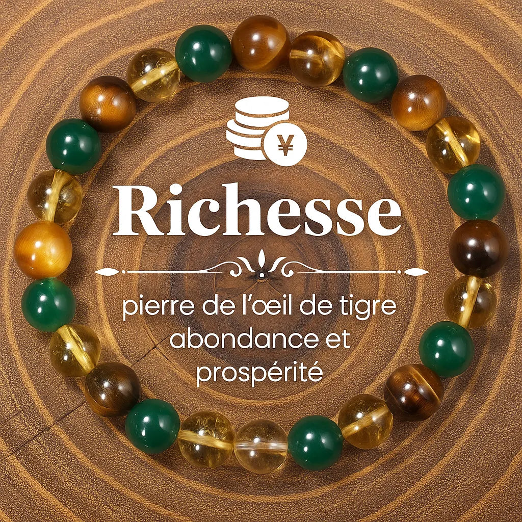 Bracelet œil de tigre pour la richesse, l'abondance et la prospérité.