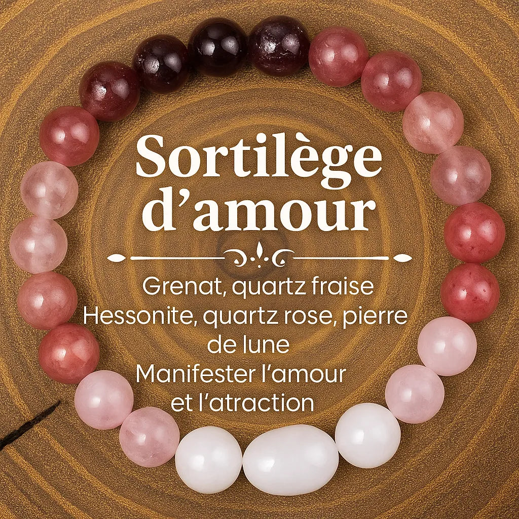Bracelet d'amour en pierres naturelles pour attirer l'amour et renforcer l'attraction.