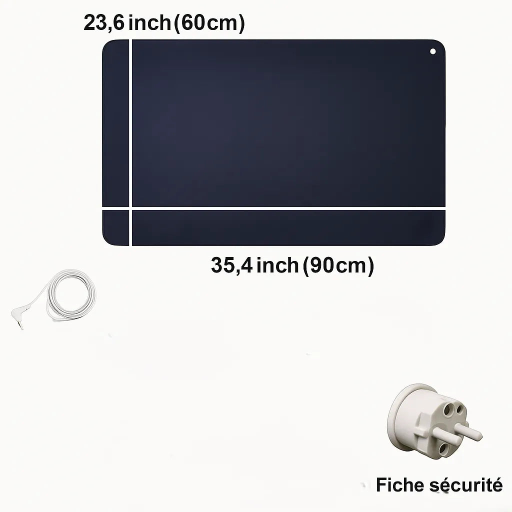 Tapis de mise à la terre pour un meilleur sommeil – Tapis de mise à la terre avec câble pour protection EMF, libération électrostatique, soulagement de la douleur, bien-être global