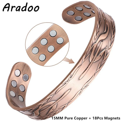 Bracelet HYKCOS en Cuivre Pur – Thérapie Magnétique 3500 Gauss | Énergie &amp; Bien-Être