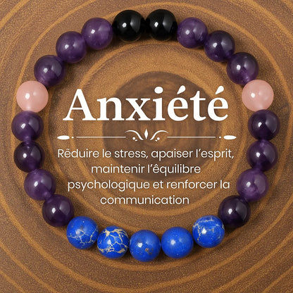 Bracelet en pierres naturelles pour réduire le stress, calmer l'esprit et soulager l'anxiété.