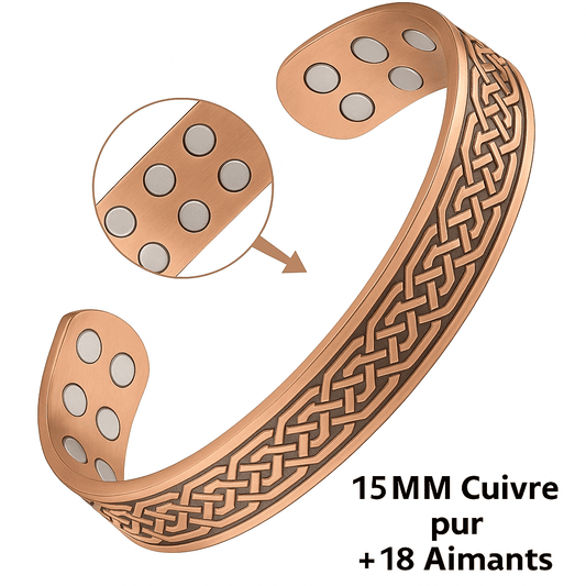 Bracelet HYKCOS en Cuivre Pur – Thérapie Magnétique 3500 Gauss | Énergie &amp; Bien-Être