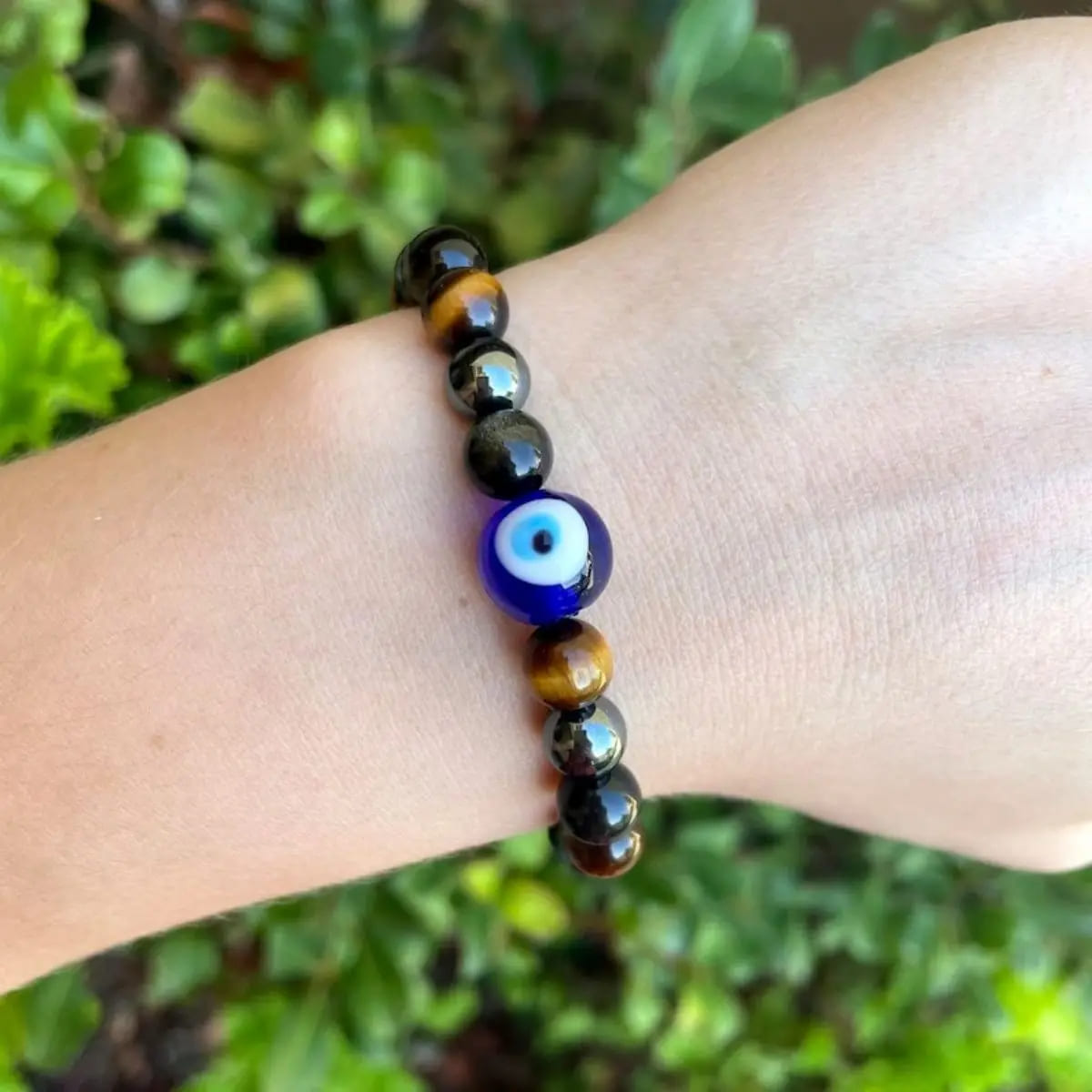 Image de bracelet œil du diable en pierre naturelle - protection, chance et santé - unisexe - bijoux anti mauvais œil