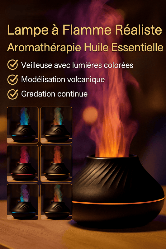 Image de diffuseur volcanique aromathérapie – brume relaxante & veilleuse flamme – 130ml, usb silencieux - huile essentielle