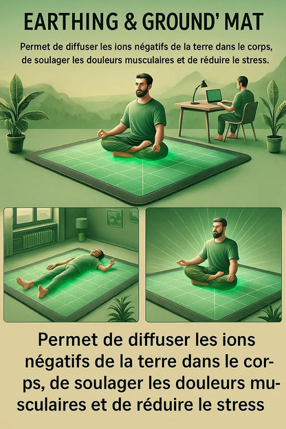 Tapis de mise à la terre pour un meilleur sommeil – Tapis de mise à la terre avec câble pour protection EMF, libération électrostatique, soulagement de la douleur, bien-être global