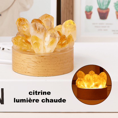 Veilleuse Méditation Cristaux Naturels – Améthyste, Citrine, Quartz