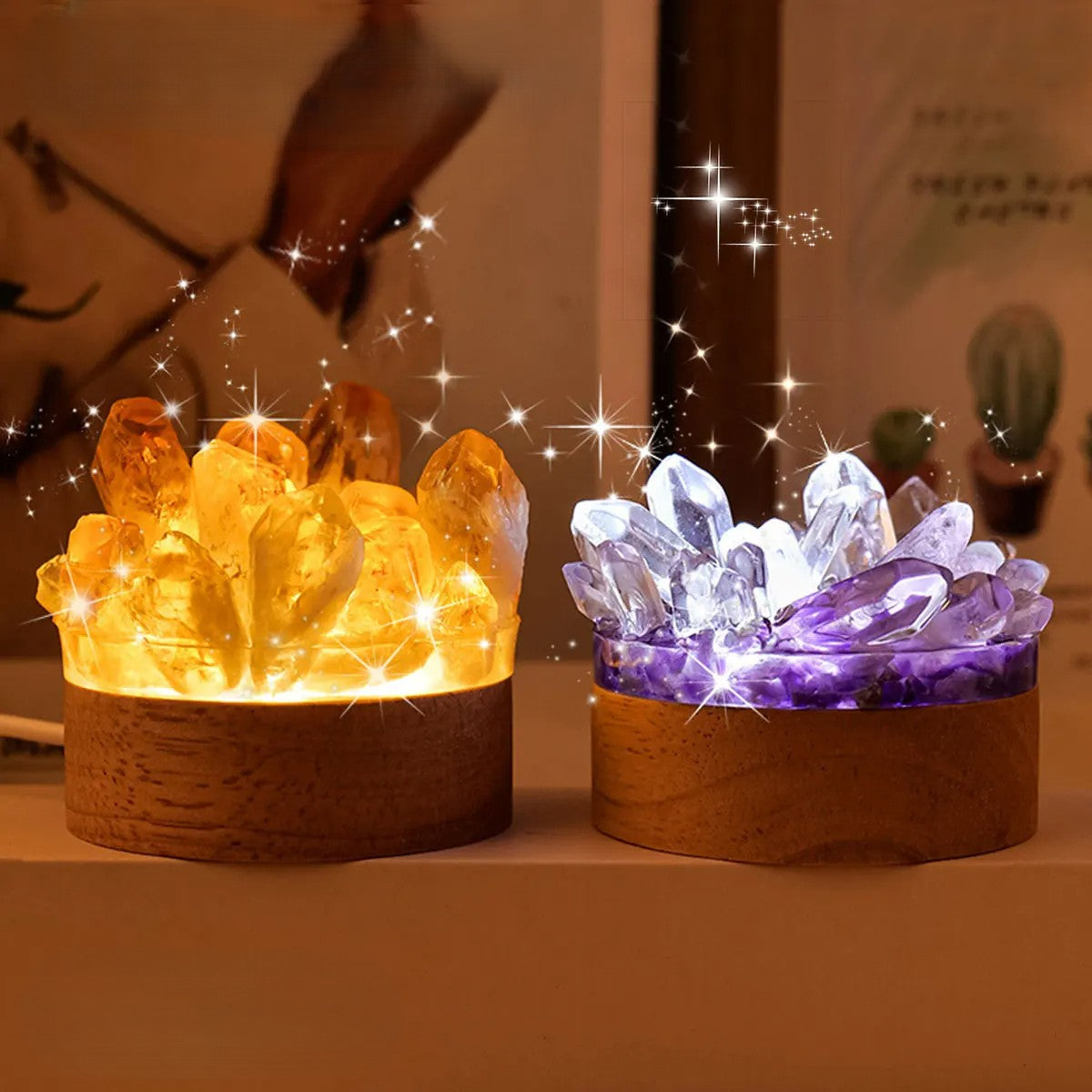 Image de veilleuse méditation cristaux naturels – améthyste, citrine, quartz - améthyste citrine quartz